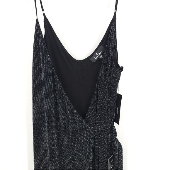 Lulus Maxi Wrap Dress Metallic Black Silver Tinsel Party Cocktail New Years NYE - Picture 5 of 14